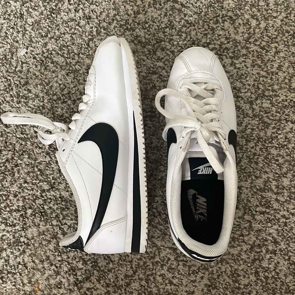 Black and White Nike Cortez Sneakers